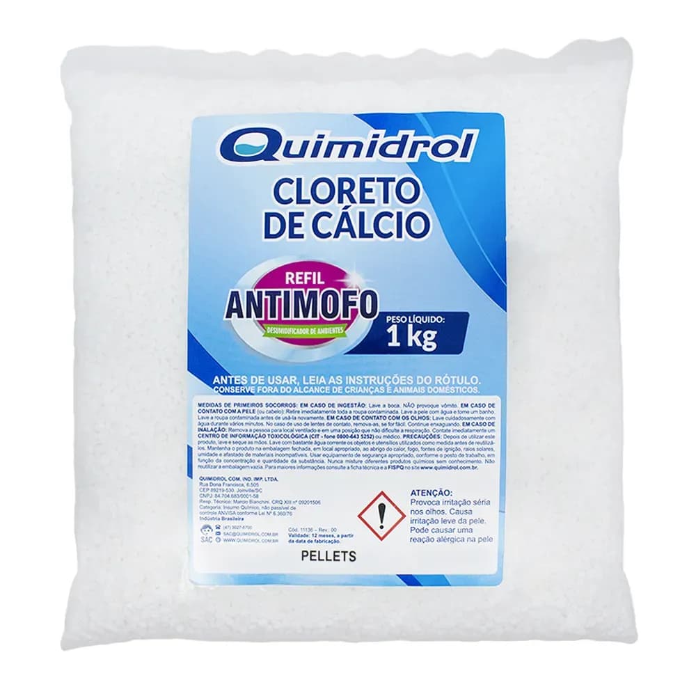 CLORETO DE CÁLCIO PELLETS 1KG BOLINHAS ANTIMOFO QUIMIDROL