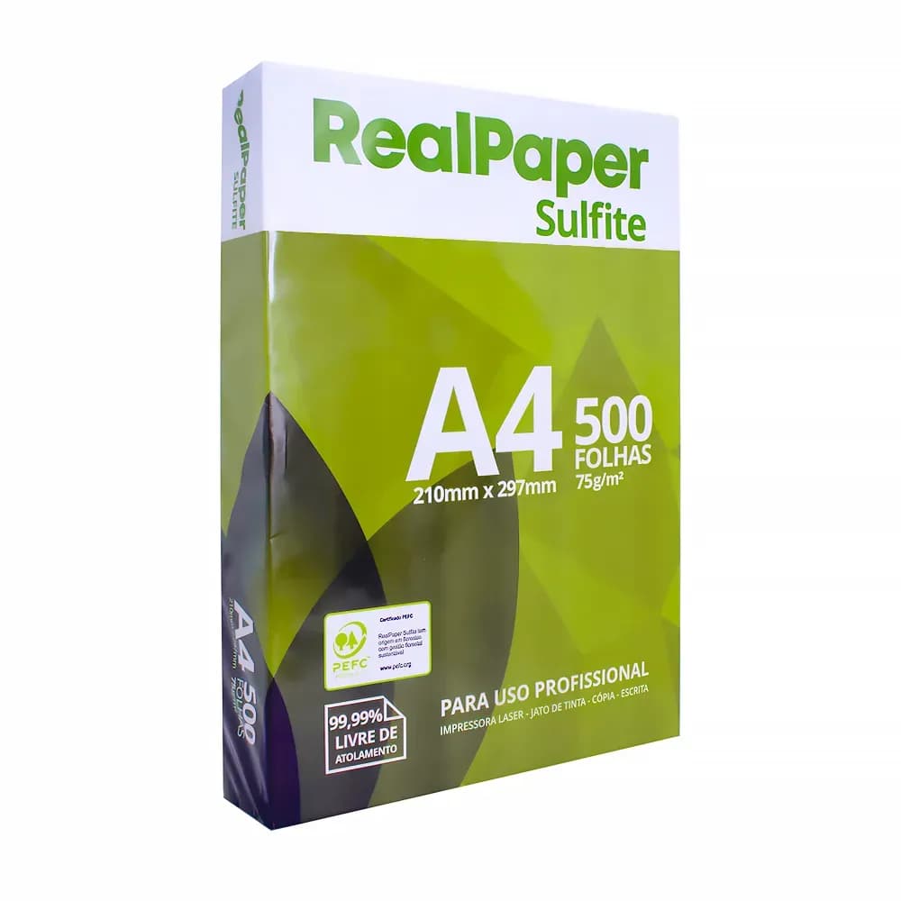 PAPEL SULFITE A4 BRANCO 210MMX297MM 500 FOLHAS REALPAPER