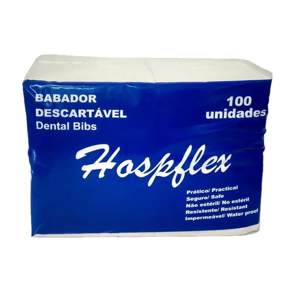 BABADOR ODONTOLÓGICO DESCARTÁVEL AMARELO C/100UN HOSPFLEX