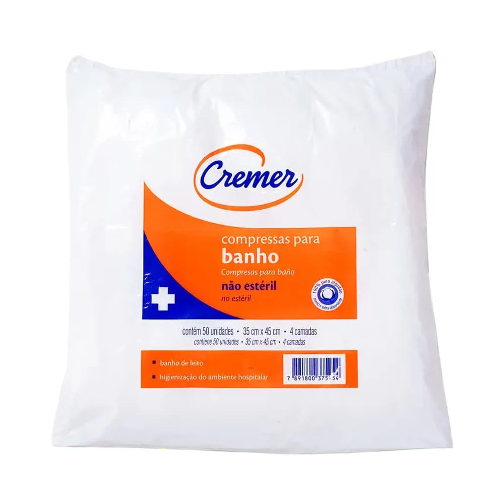 COMPRESSA PARA BANHO NÃO ESTÉRIL 35X45CM C/50UN CREMER