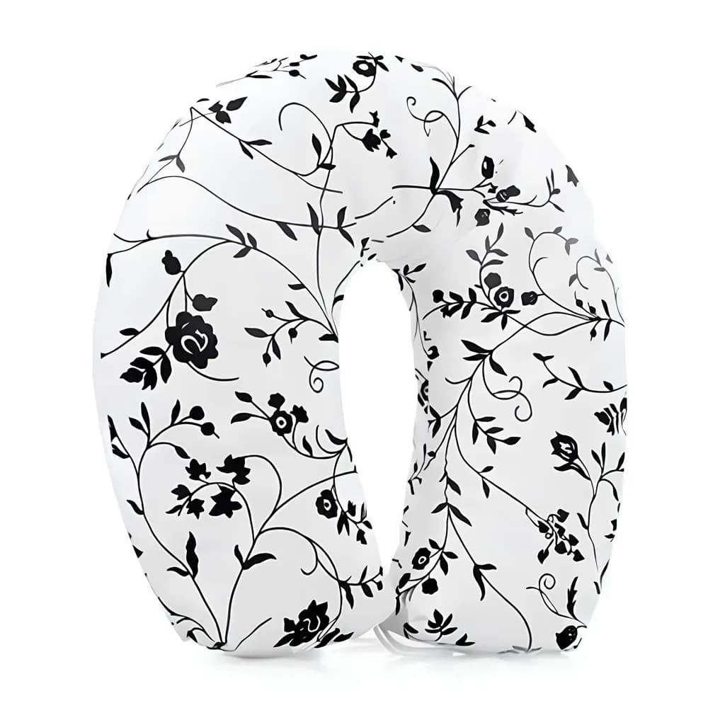 ALMOFADA APOIO DE PESCOÇO AJUSTÁVEL BRANCO FLORAL NATURAL