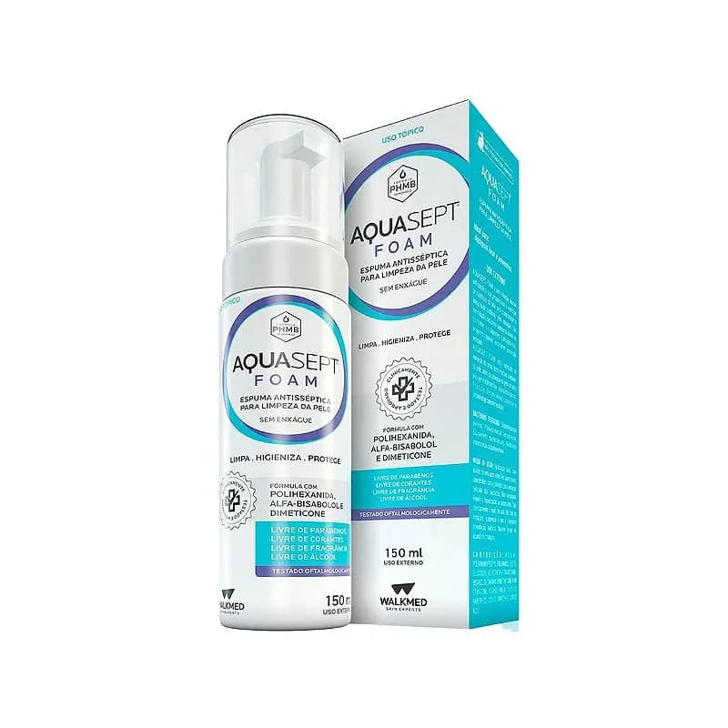 AQUASEPT FOAM, Espuma Antisséptica 150ml, com Polihexanida PHMB da Walkmed - Unidade