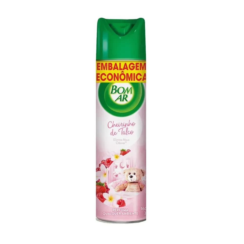 SPRAY BOM AR ELIMINA ODORES COM AROMATIZANTE DE TALCO 360ML