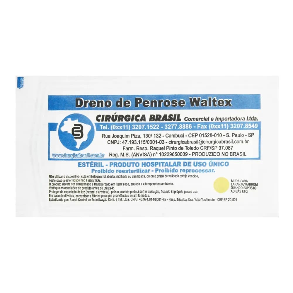 DRENO PENROSE ESTÉRIL S/ GAZE COMPRIMENTO 35CM C/12UN WALTEX