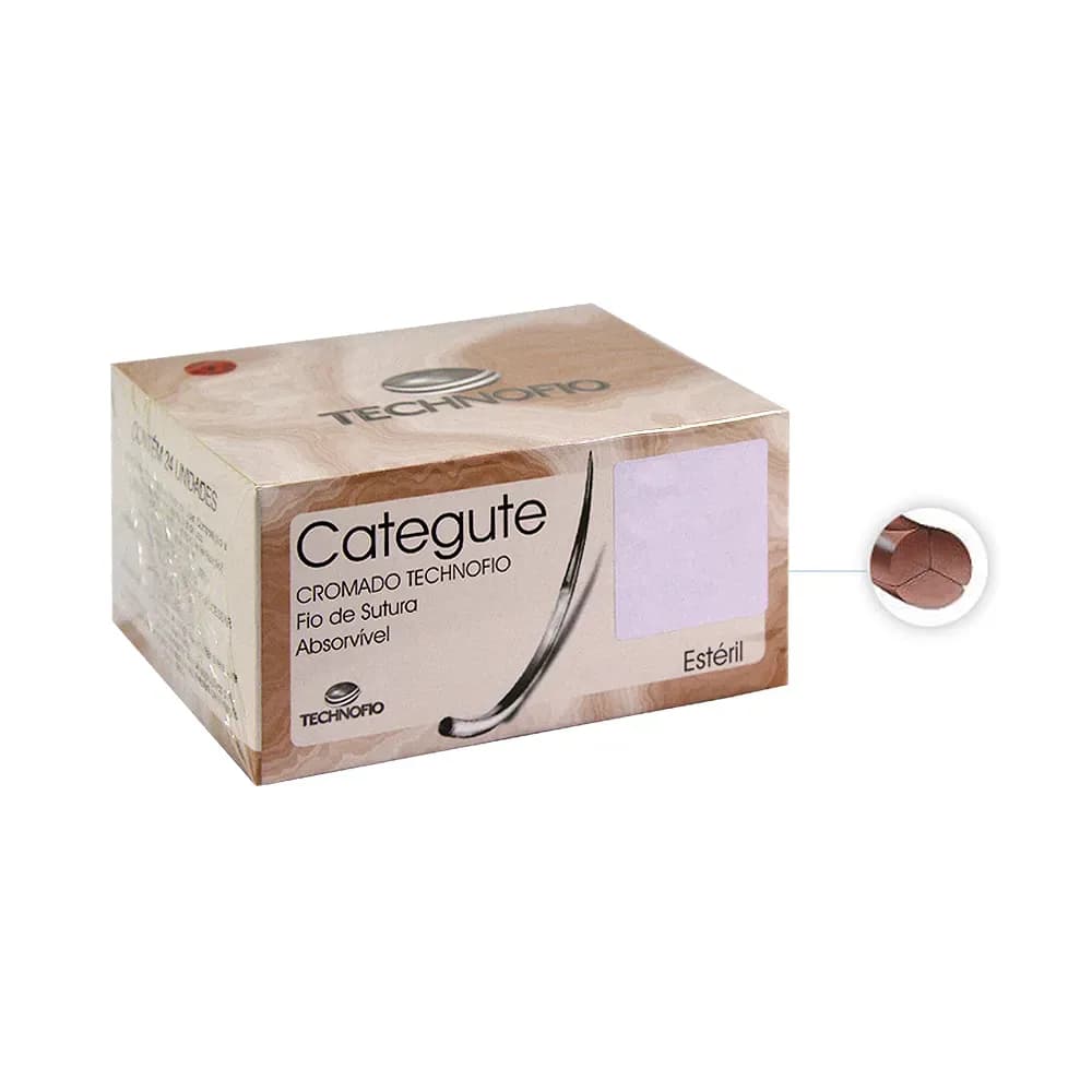 FIO DE SUTURA CATEGUTE CROMADO 2-0 ABSORVÍVEL 24UN TECHNOFIO