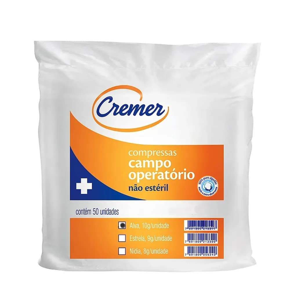 COMPRESSA CAMPO OPERATÓRIO ALVA NÃO ESTÉRIL C/50UN CREMER