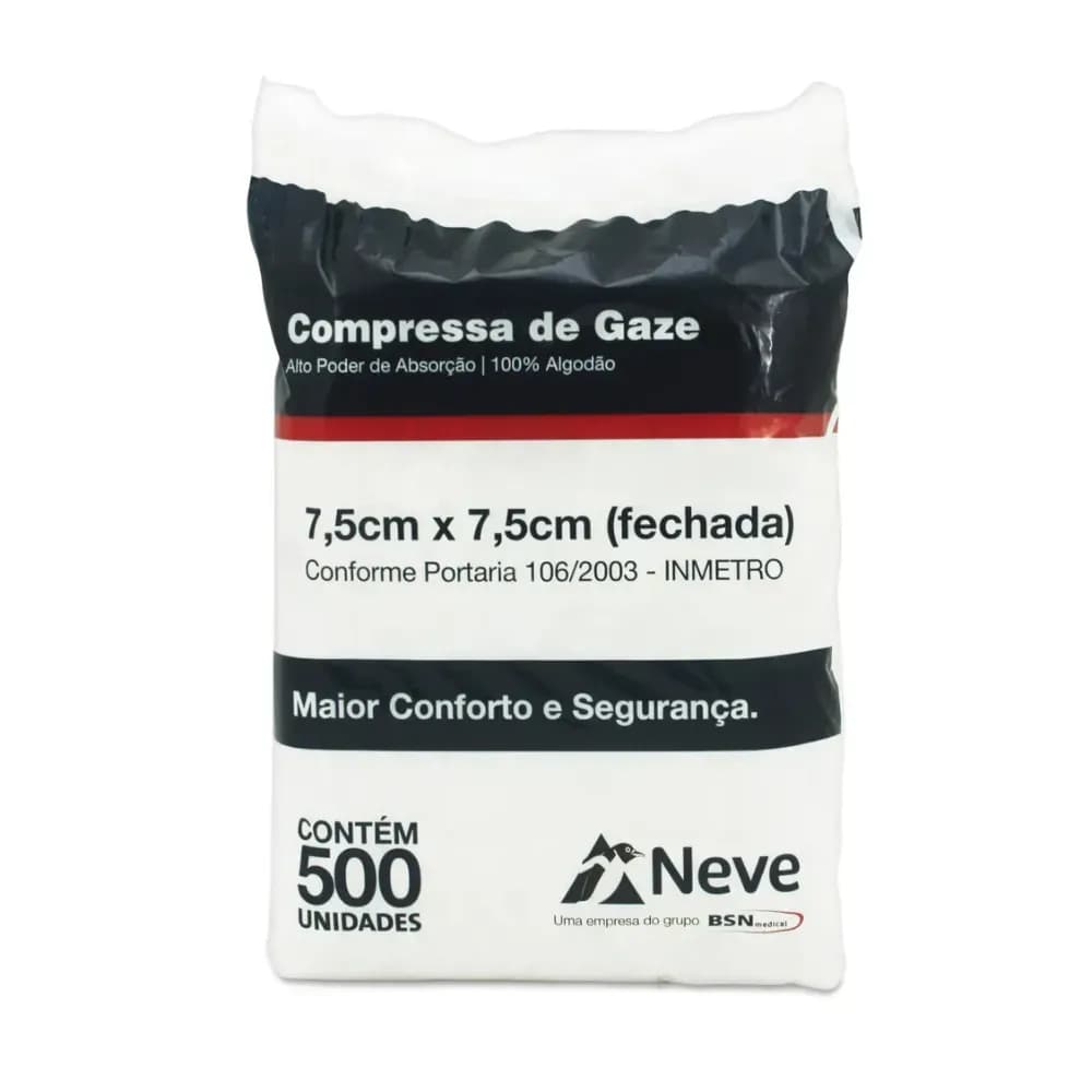 COMPRESSA DE GAZE TELA 7,5X7,5CM C/500UN NEVE
