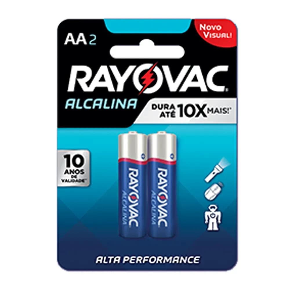 PILHA RAYOVAC ALCALINE COM 2 UNIDADES