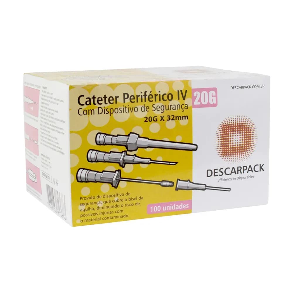 CATETER PERIFÉRICO IV DISPOSITIVO SEGURANÇA 100UN DESCARPACK