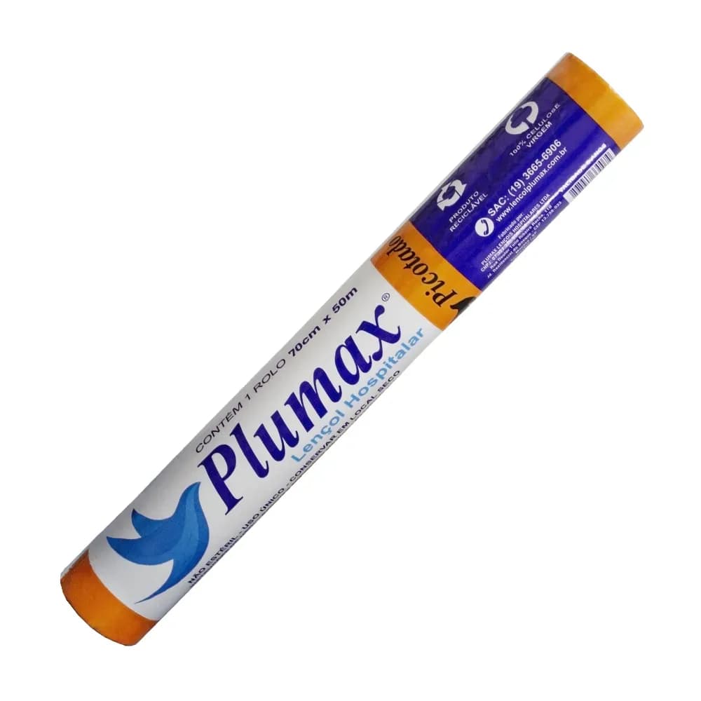 LENÇOL DE PAPEL HOSPITALAR DESCARTÁVEL BRANCO PICOTE PLUMAX