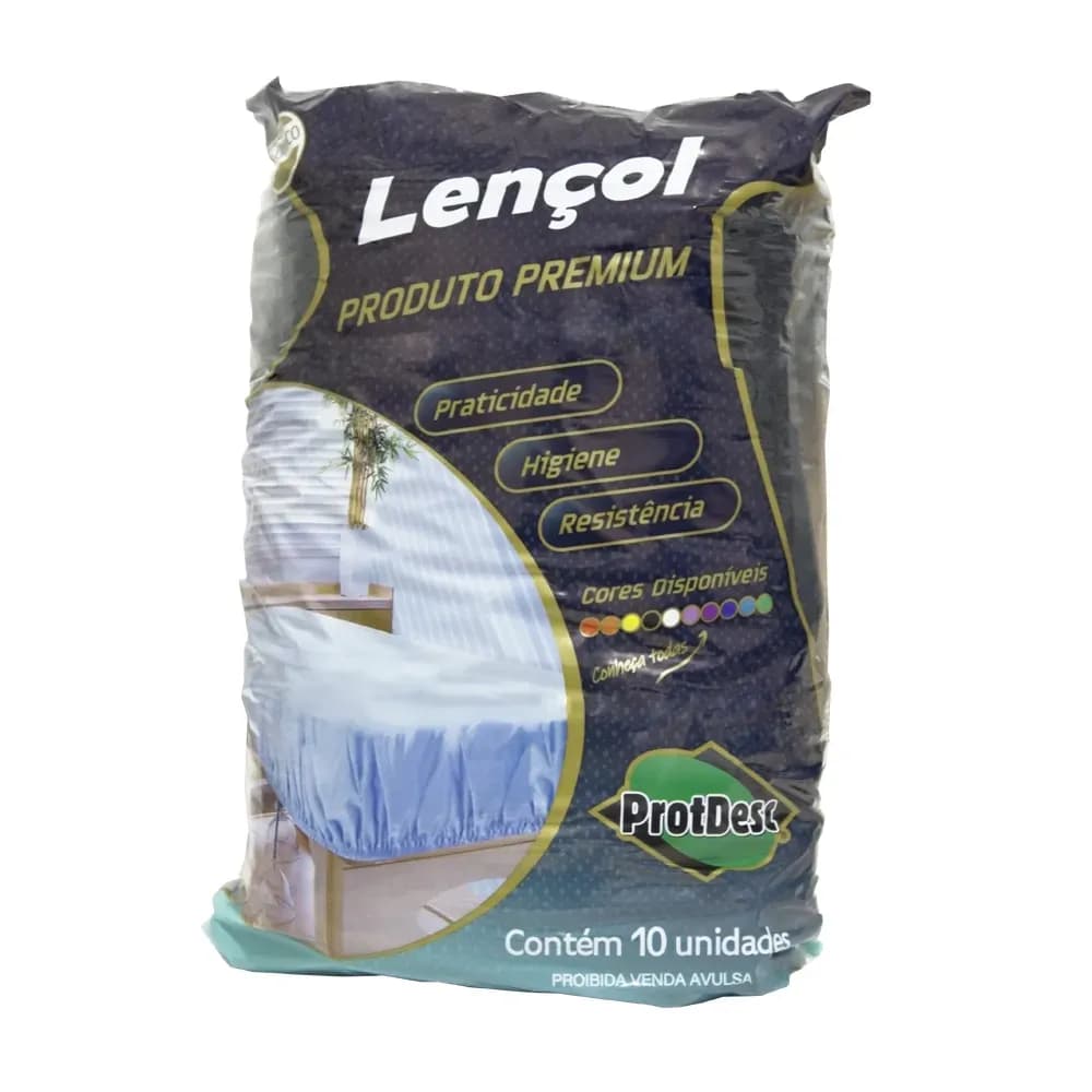 LENÇOL EM TNT COM ELÁSTICO 210x90CM 10UN PROTDESC