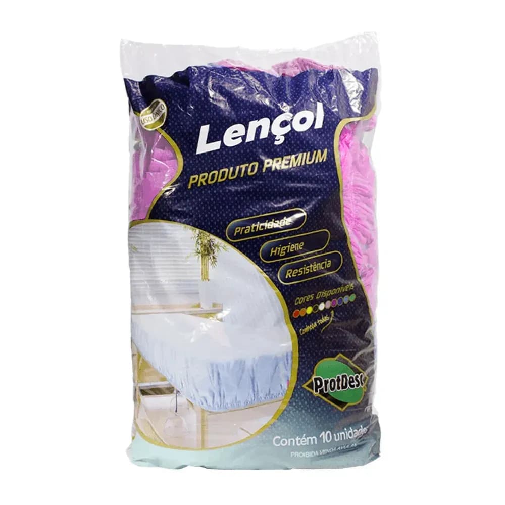 LENÇOL TNT COM ELÁSTICO ROSA 220X110CM GM20 10UN PROTDESC