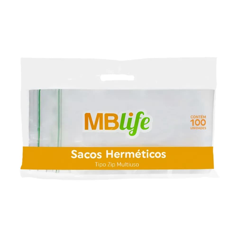 SACO PLÁSTICO COM FECHO TIPO ZIP MULTIUSO 100UN MBLIFE