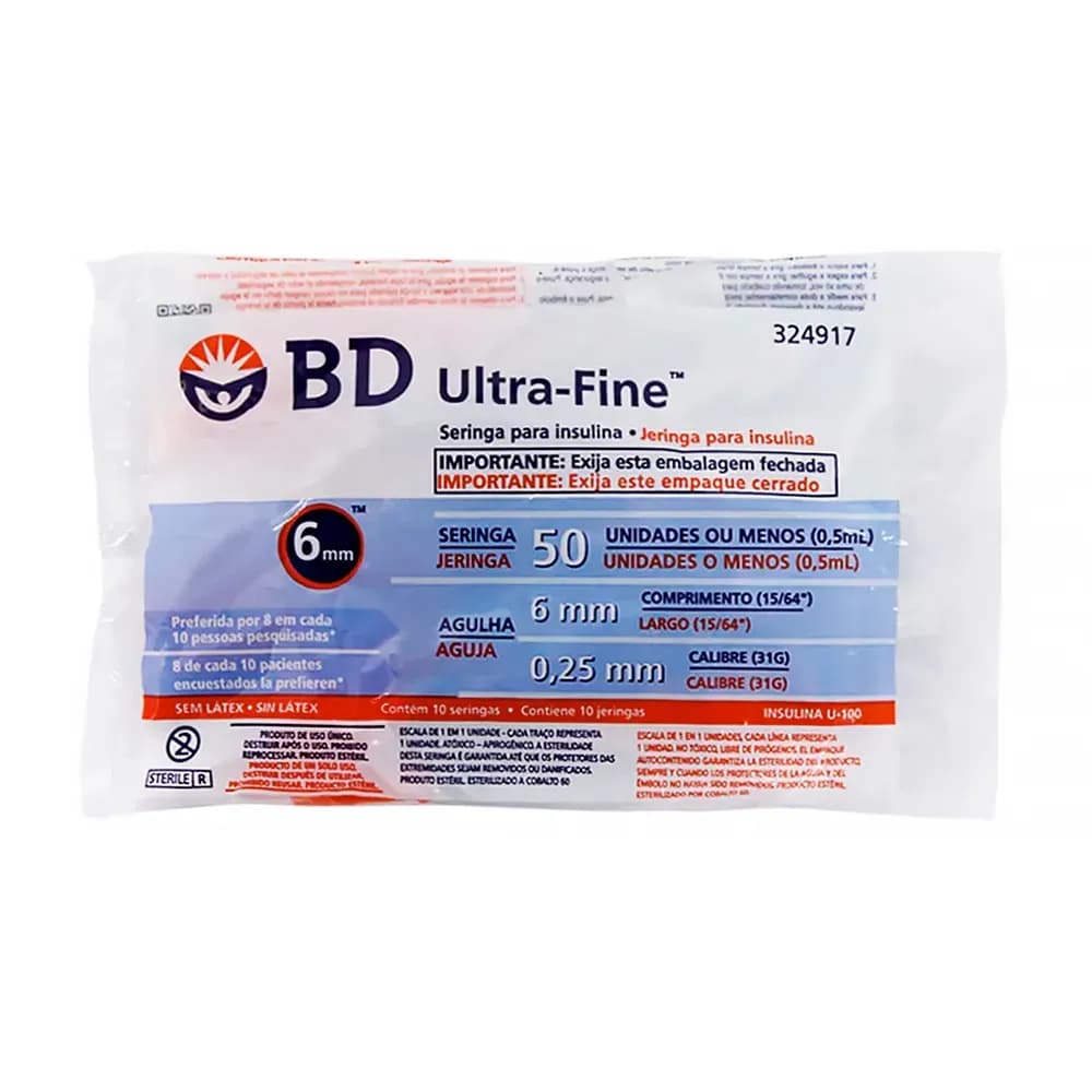 SERINGA PARA INSULINA COM AGULHA ULTRA FINE II 10UN BD