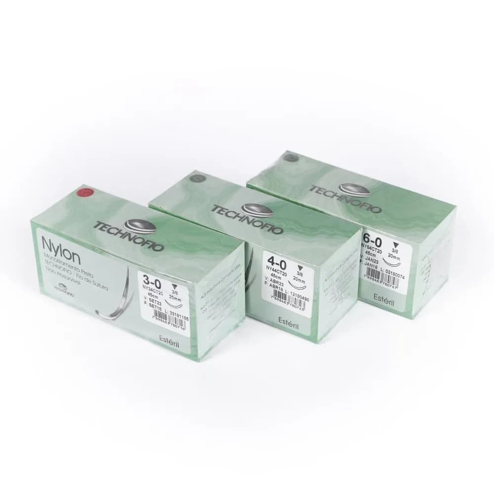 Fio de Sutura Preto Agulhado Nylon N. 4 - Technofio
