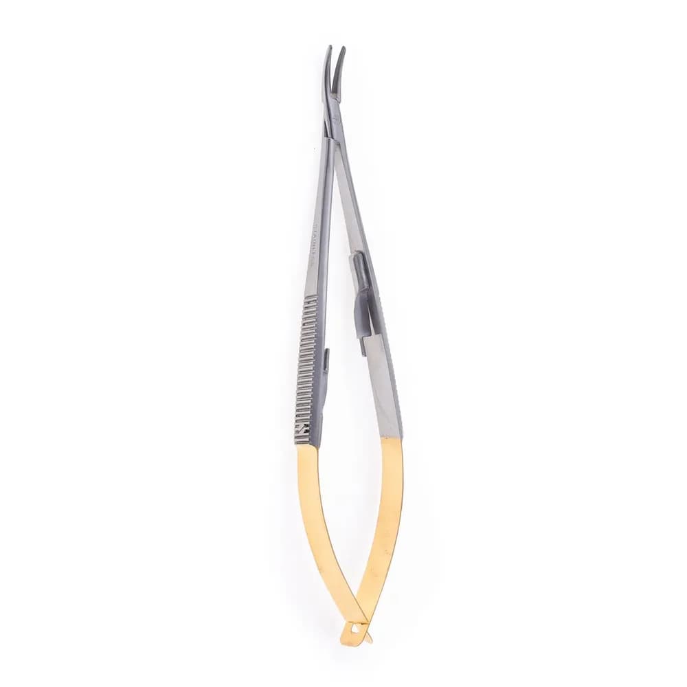Porta Agulha Castroviejo c/ Trava Curvo 14 cm c/ Vídea