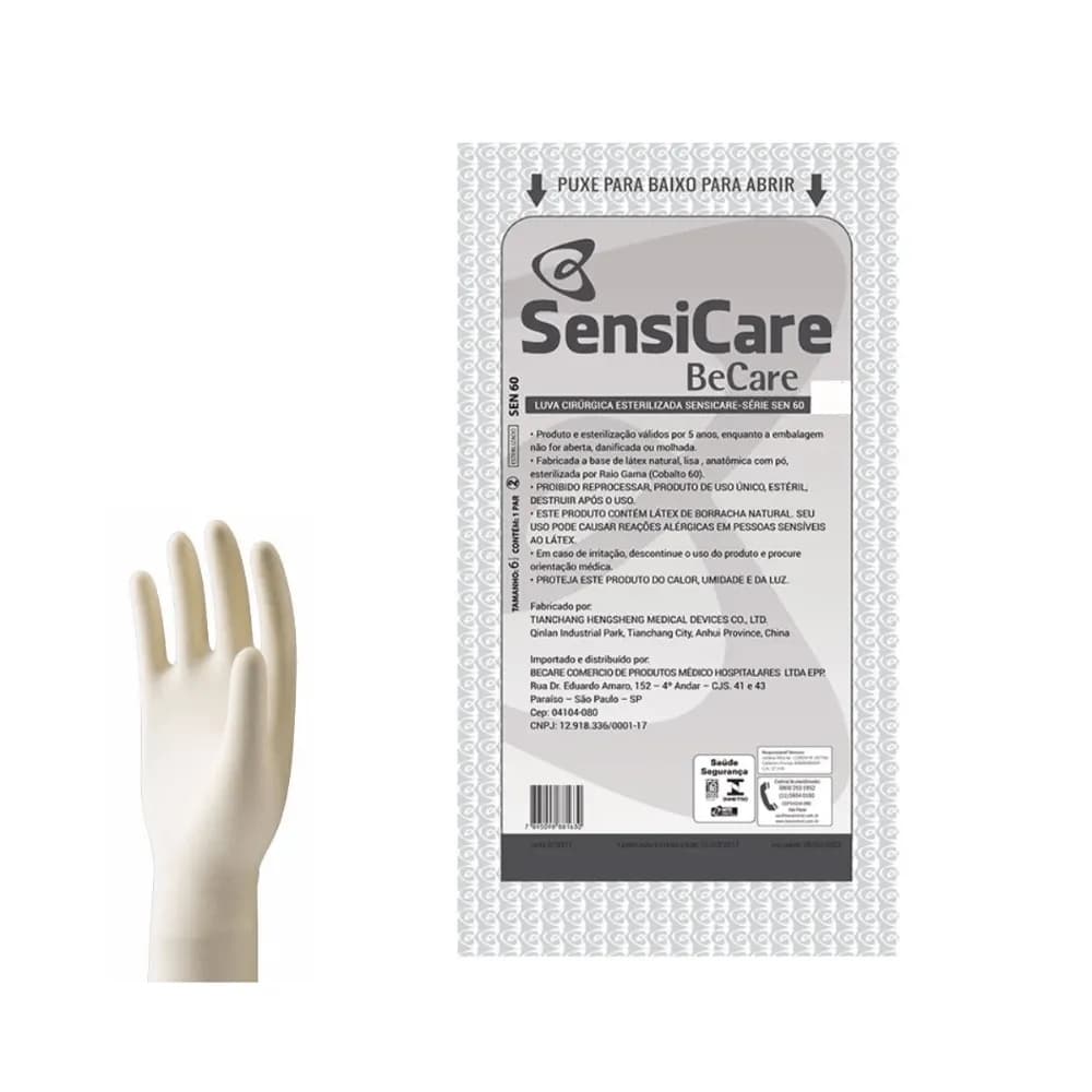 Luva Cirúrgica Estéril 7,5 C/Pó Sensicare C/200 PARES