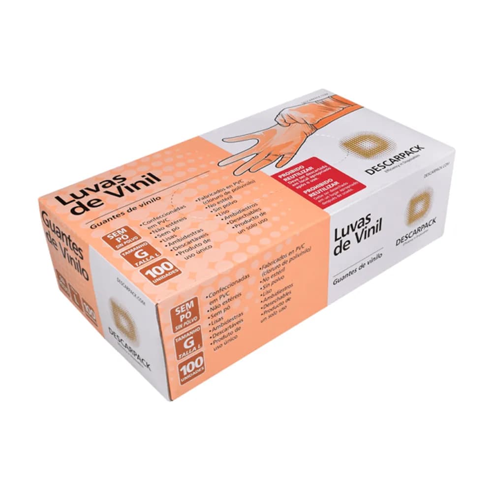 Luva Procedimento Vinil s/ talco Descarpack c/ 100 - Tam. P
