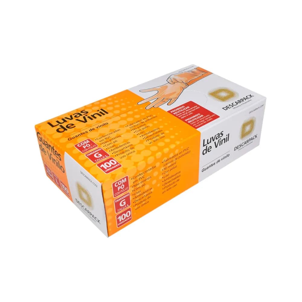 Luva Procedimento Vinil c/ talco Descarpack c/ 100 - Tam. M