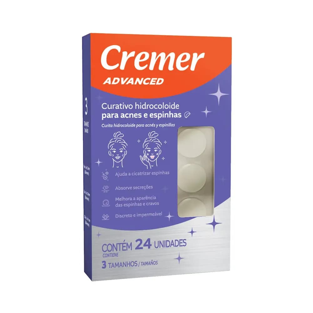 Curativos Hidrocoloide Para Acnes e Espinhas Cremer C/ 24un