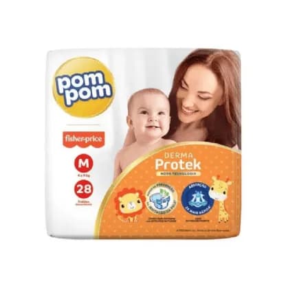 Fralda Pompom Derma Protek Jumbo M Pacote com 28UN 20368-0