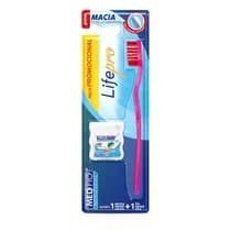 Escova Dental Life Pro Adulto Macia + Fio Dental Slide Pro Menta