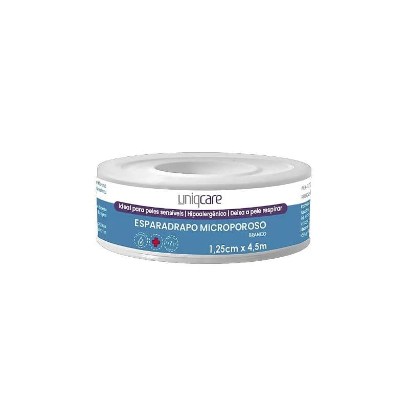 Esparadrapo Microporoso Branco de 1,25cm x 4,5m da Uniqcare - Unidade