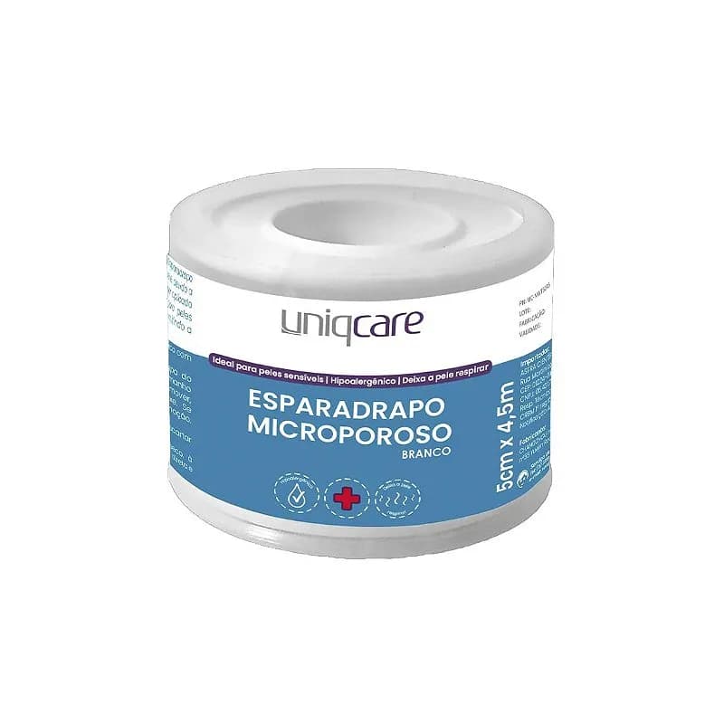 Esparadrapo Microporoso Branco de 5cm x 4,5m da Uniqcare - Unidade
