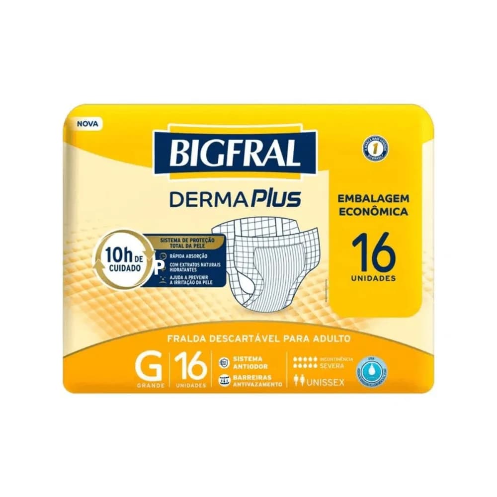 Fralda Bigfral Derma Plus Econômica TAM G PCT C/16UN - 20382-1