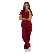 Blusa Scrub Feminina Unik Manga Curta Bordô