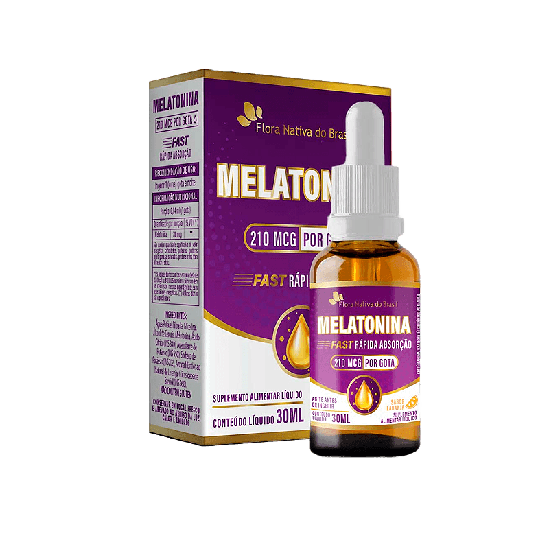 Melatonina em Gota 210mcg, Sabor Laranja da Flora Nativa do Brasil - Frasco de 30ml