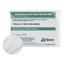 Compressa de Gaze Estéril 11 Fios Safe Croche Ina 7,5 x 7,5cm - Neve Medical