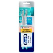 Kit Escova Dental Indicator Extra Soft e Mini Fio Dental Satin Floss - Oral-B