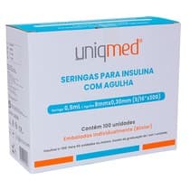 Seringa para Insulina 0,5ml com Agulha 8x0,30mm 30G - Uniqmed