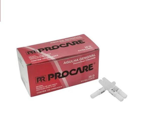 Agulha Gengival 30G Curta com 100 Unidades Procare