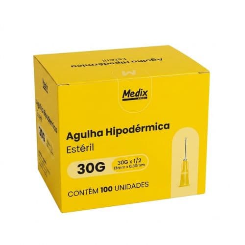 Agulha Hipodérmica Descartável 13 X0,30mm Medix com 100 Unid