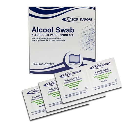 Álcool Swab 70% Labor Import com 200 Unidades