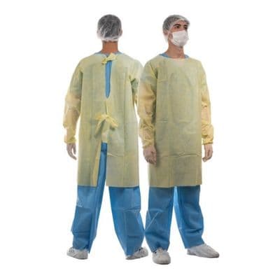 Avental Manga Longa Amarelo SSMMS 30g Não Estéril com 10 unidades