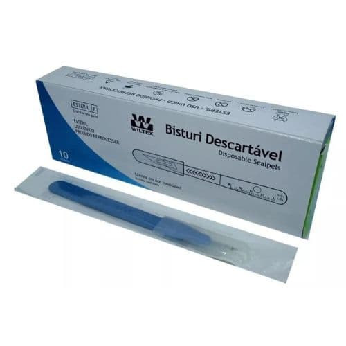 Bisturi Descartável com Cabo Nº 21 - 10 Unidades - Wiltex