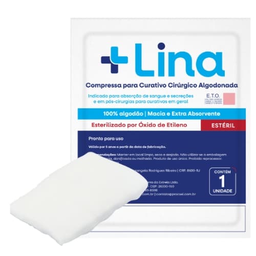 Compressa para Curativo Cirúrgico Algodonada Estéril 10x15 Lina