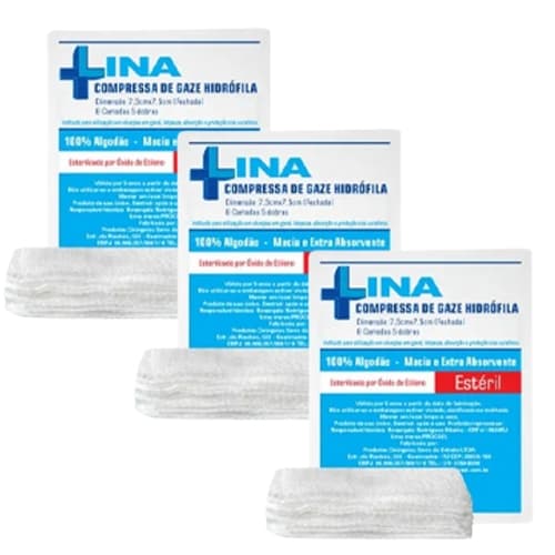 Compressa Gaze Lina 7,5X7,5 Kit Com 250 Pacotes | Suturas Online