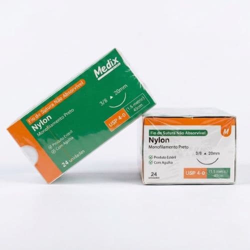 Fio de Sutura 4-0 Nylon Preto 24 Envelopes - Medix