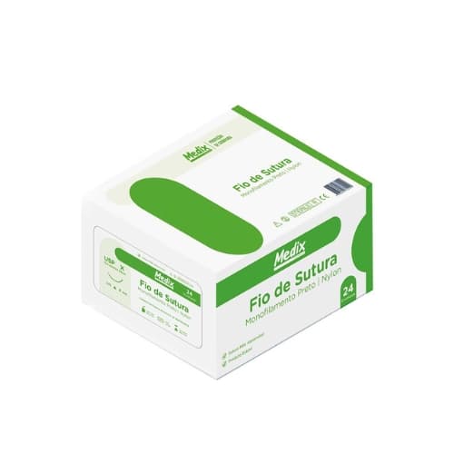 Fio de Sutura 2-0 Nylon Preto 24 Envelopes - Medix