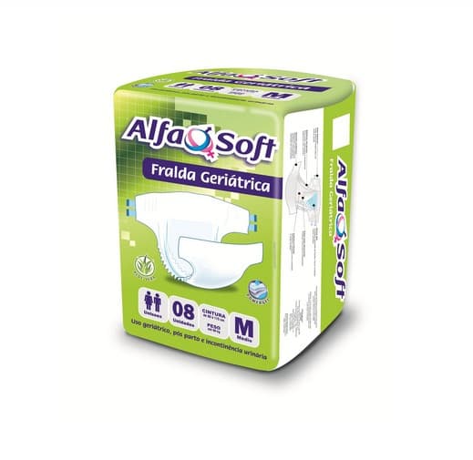 Fralda Geriátrica Descartável M com 8 Unidades - Alfa Soft