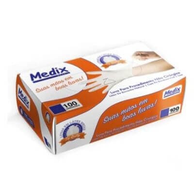 Luva De Procedimento Latex Com Pó M Com 100 Unidades Medix