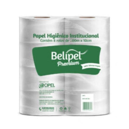 Papel Higiênico Belipel Premium 100% Celulose Virgem c/ 8 Rolos X 300m - Fl Simples