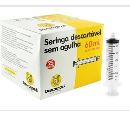 Seringa Luer Lock 60ml - 25 Unidades - Descarpack