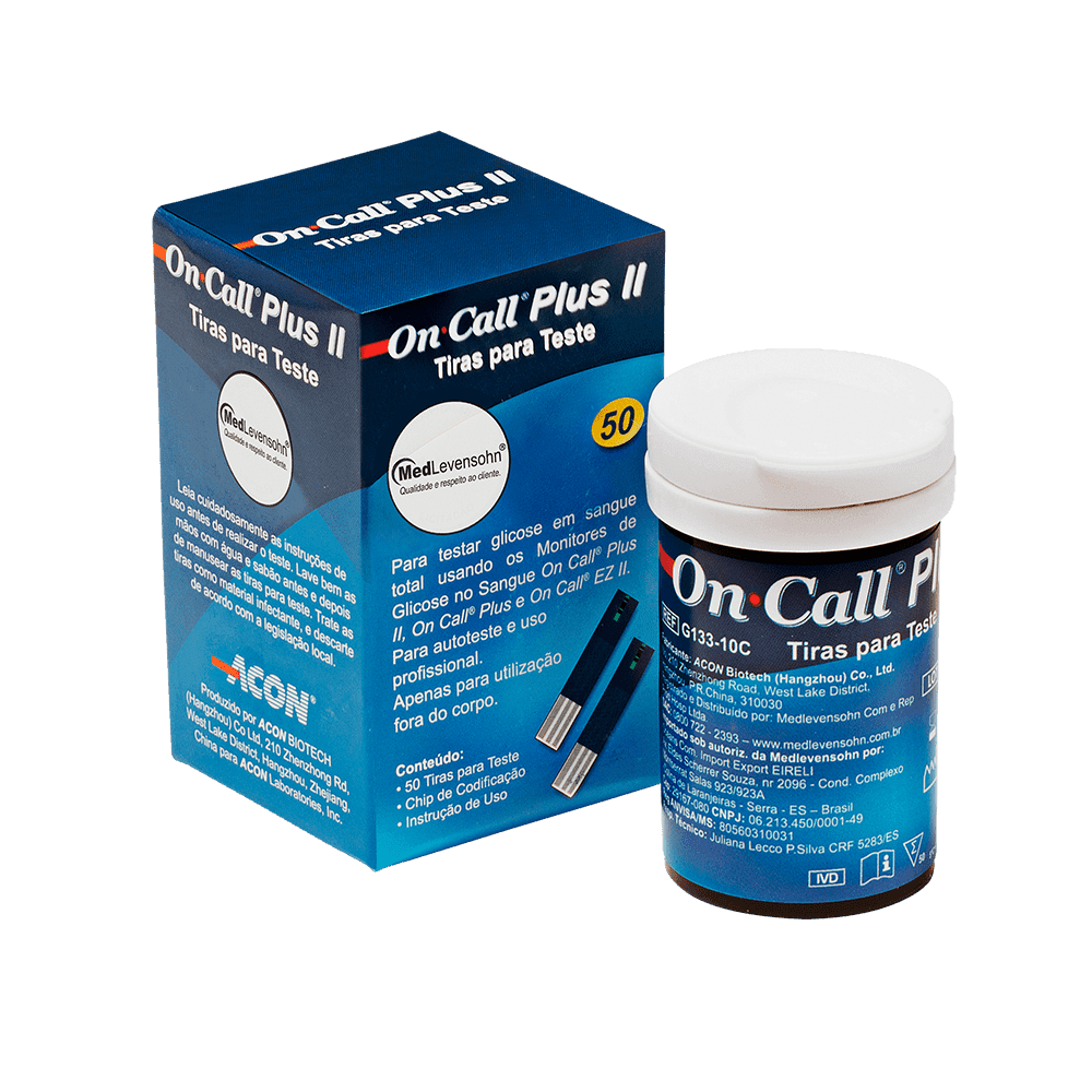 On Call® Plus II tira para teste de glicemia em frasco - MedLevensohn