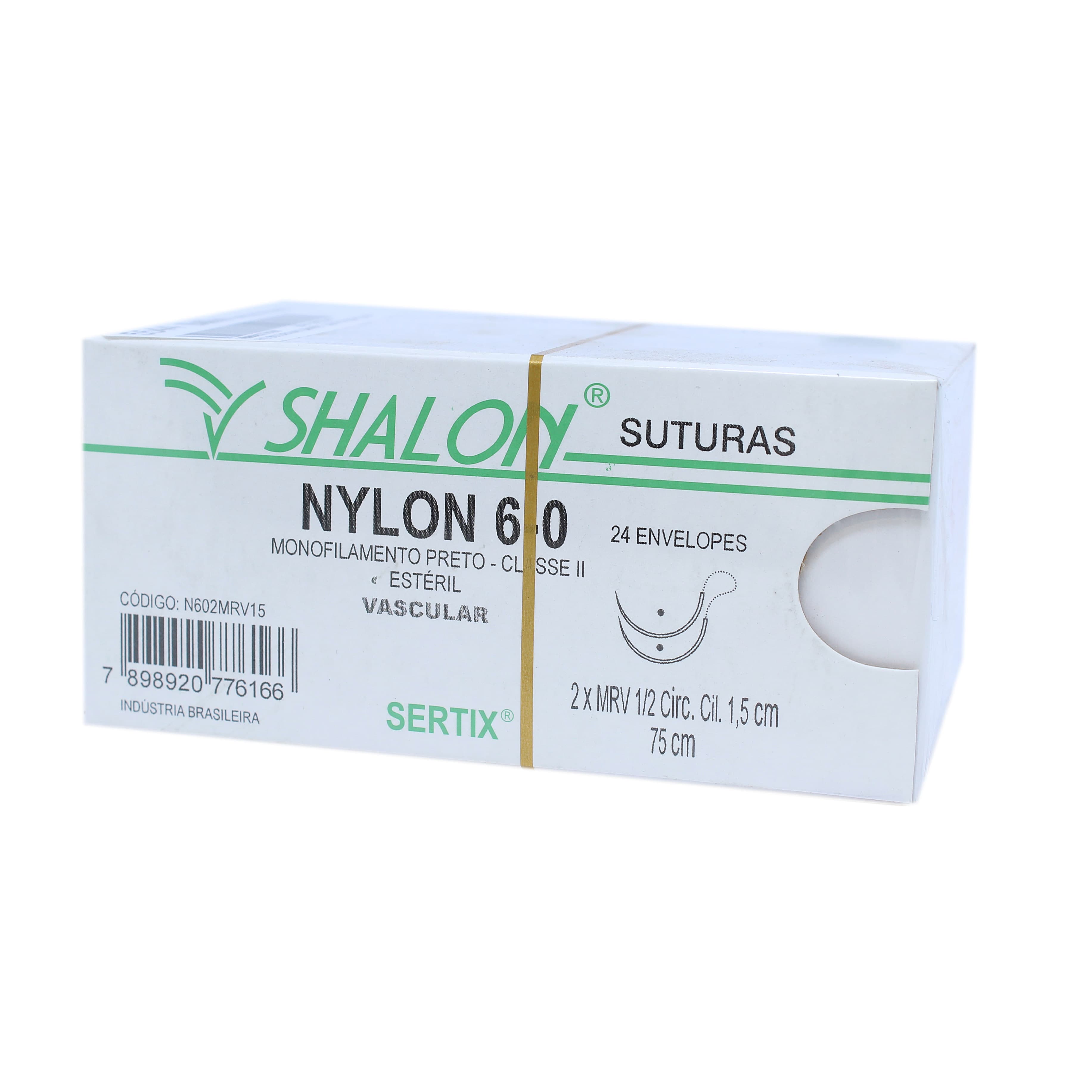 Fio Sutura Nylon Preto Cirurgia Vascular Cx C/24un Shalon (6-0-75cm-Ag2x1/2cir.Qua1.5) - Portal do Médico