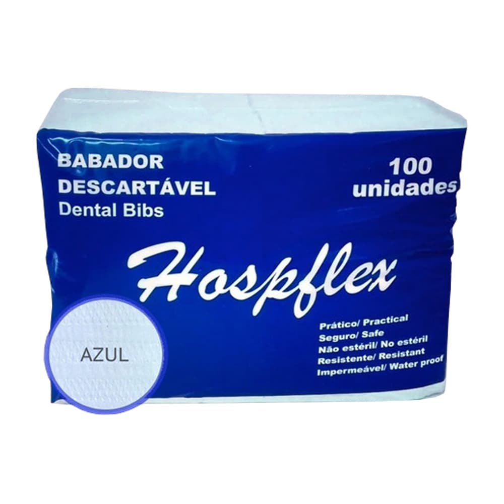 Babador Odontológico Descartável Azul C/100un Hospflex - Portal do Médico